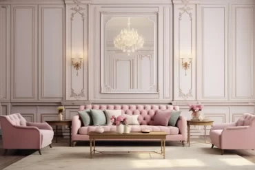 Imagem de uma sala de estar com decoração clássica, reforçando as principais características do estilo.